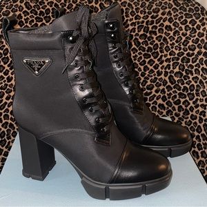 PRADA Leather & Nylon Hiker Boots